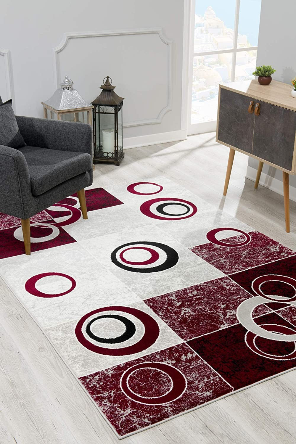 15' Red Abstract Dhurrie Runner Rug