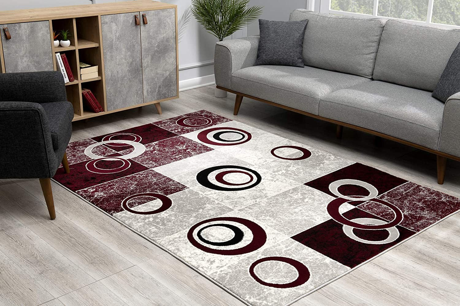 15' Red Abstract Dhurrie Runner Rug