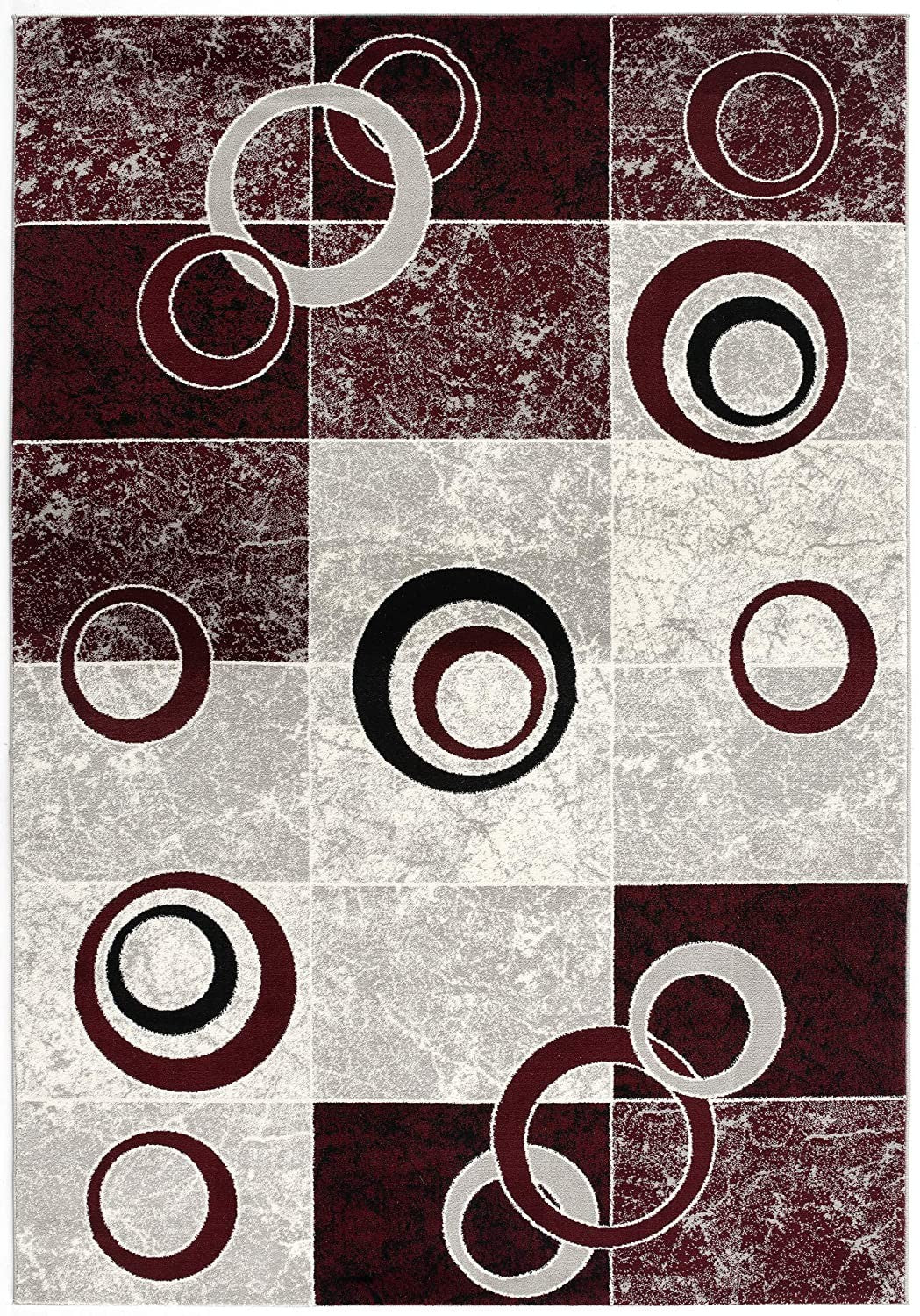 6' X 9' Red Abstract Dhurrie Area Rug