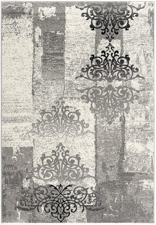 2’ X 13’ Gray Faded Filigree Pattern Runner Rug