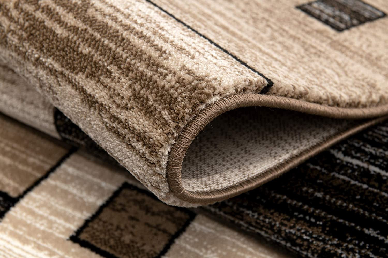 8' Beige Abstract Power Loom Runner Rug