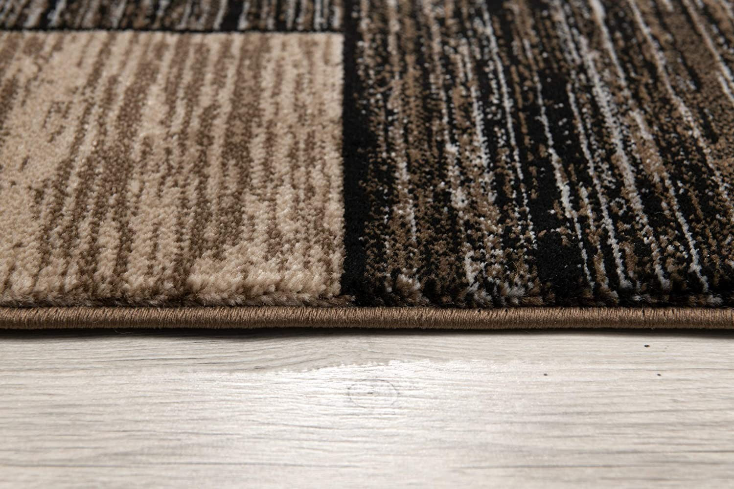 8' Beige Abstract Power Loom Runner Rug