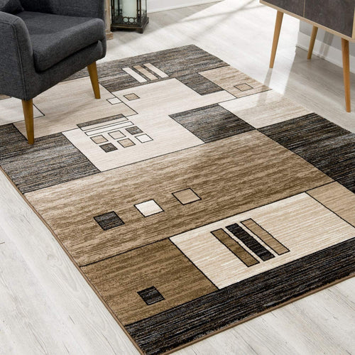 6' X 9' Beige Abstract Dhurrie Area Rug