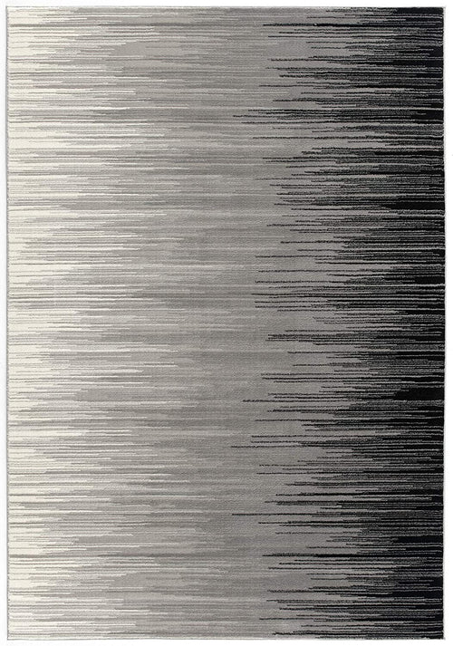 13' Black and Gray Abstract Power Loom Runner Rug