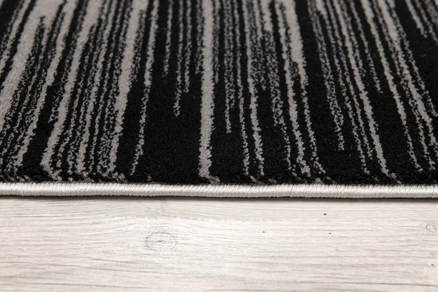 13' Black and Gray Abstract Power Loom Runner Rug