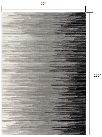 13' Black and Gray Abstract Power Loom Runner Rug