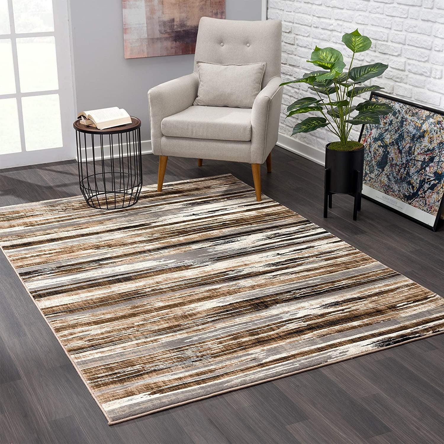 2’ X 13’ Beige Rustic Strokes Runner Rug