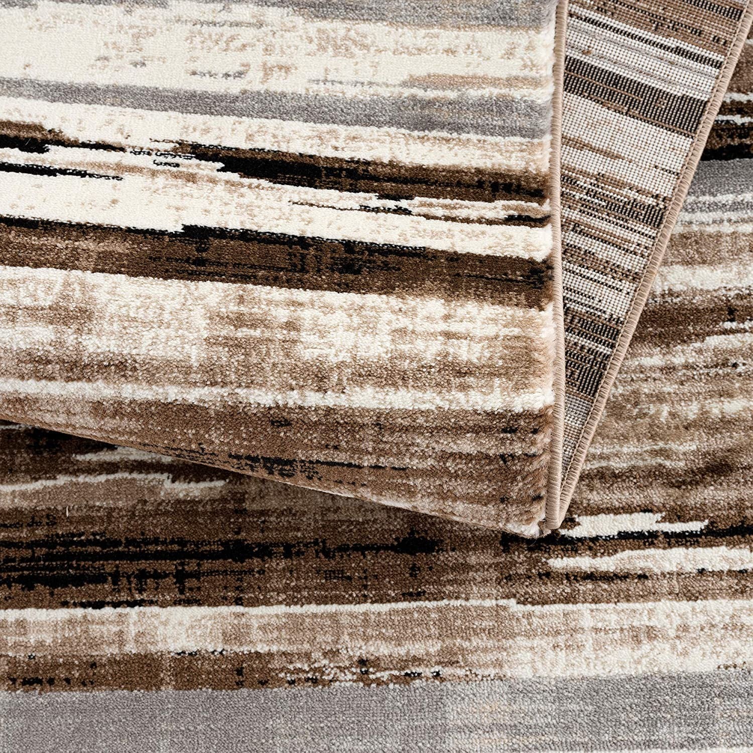 20' Beige Striped Dhurrie Runner Rug