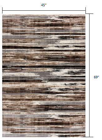 4' X 6' Beige Striped Dhurrie Area Rug