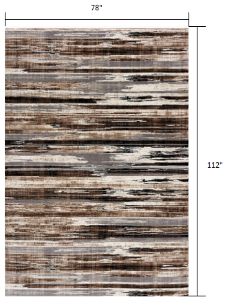 6' X 9' Beige Striped Dhurrie Area Rug