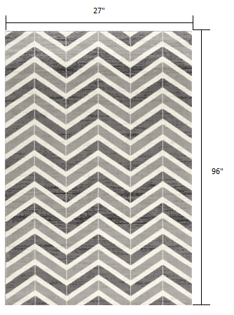 8' Gray Chevron Power Loom Runner Rug