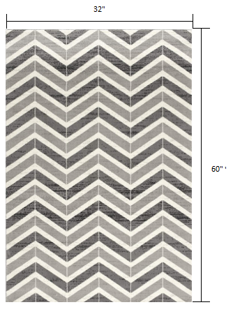 3' X 5' Gray Chevron Power Loom Area Rug