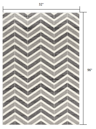 8' Gray Chevron Power Loom Runner Rug