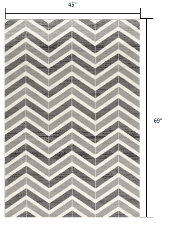 4' X 6' Gray Chevron Power Loom Area Rug