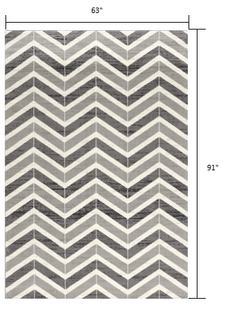 5' X 8' Gray Chevron Dhurrie Area Rug