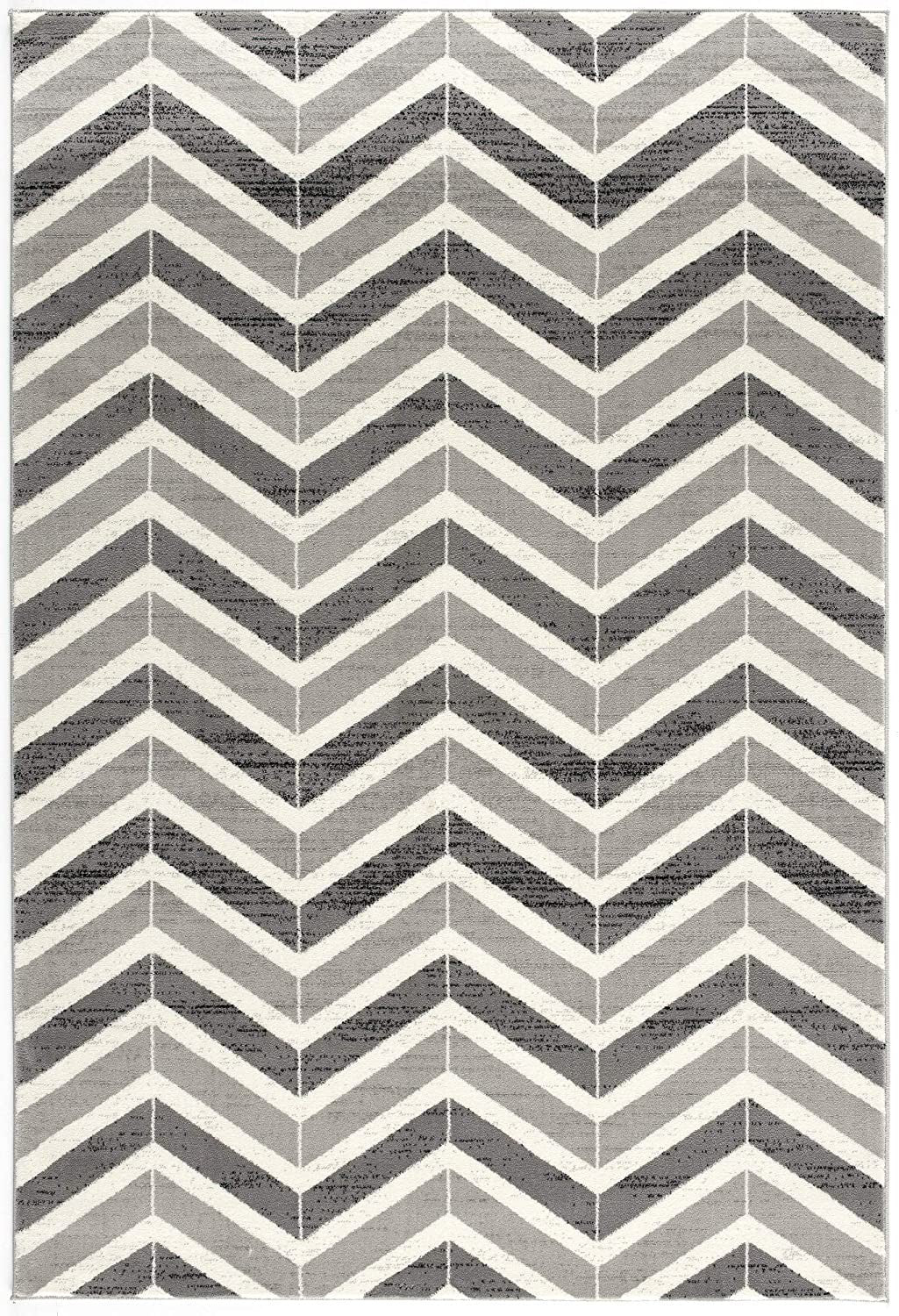 7' X 9' Gray Chevron Dhurrie Area Rug