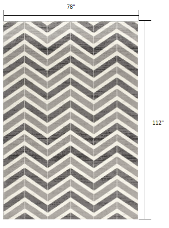 7' X 9' Gray Chevron Dhurrie Area Rug