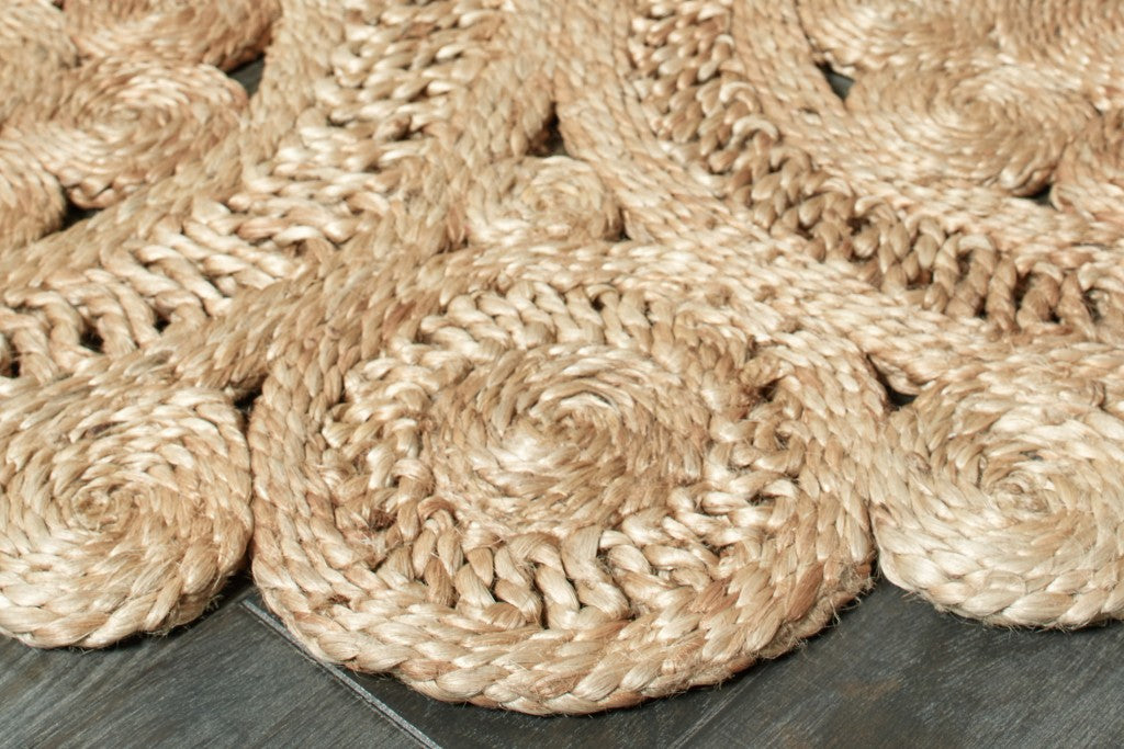 6' Natural Round Hand Braided Area Rug