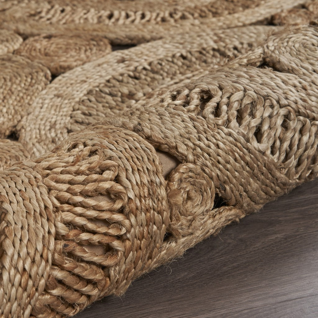 6' Natural Round Hand Braided Area Rug