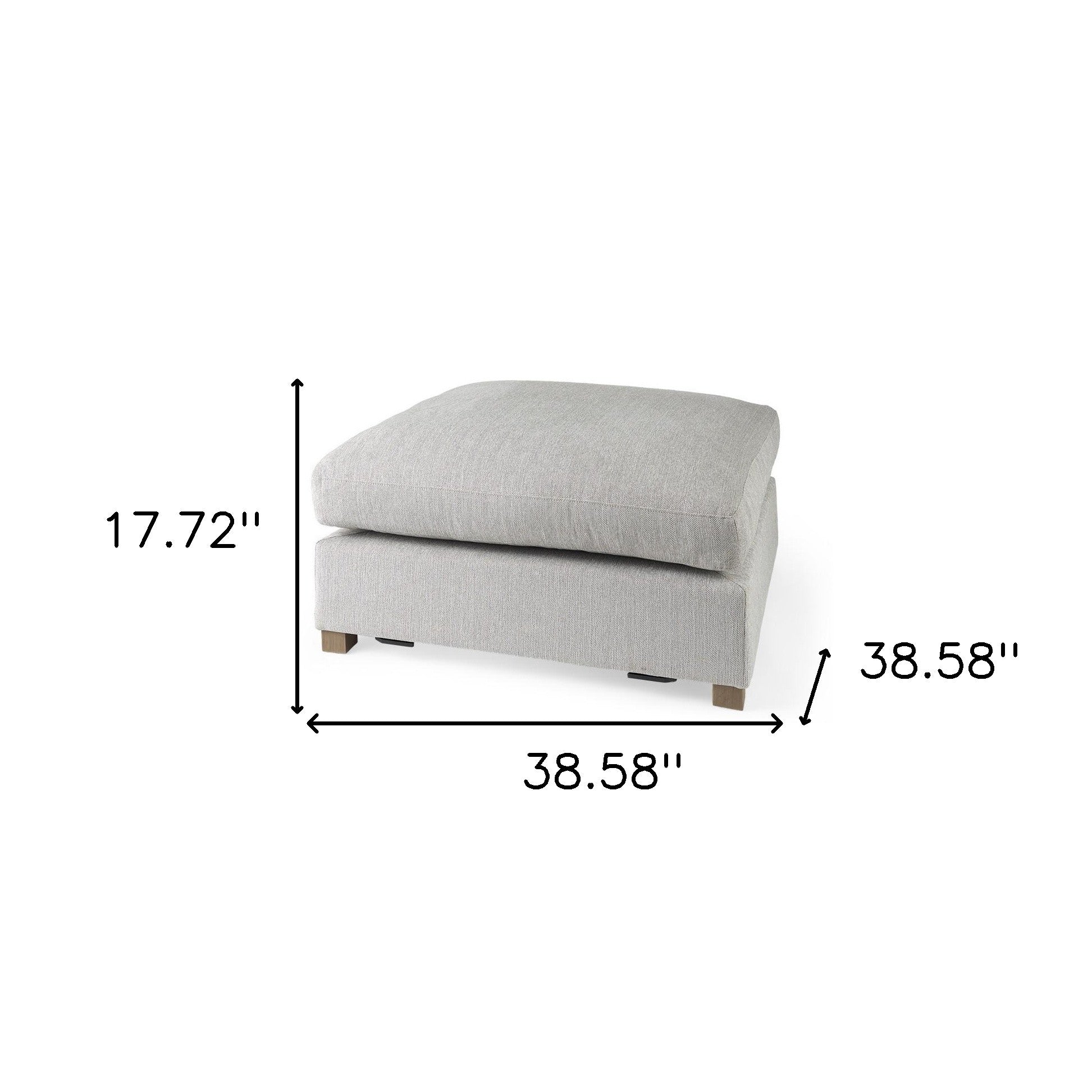 39" Light Gray Polyester And Brown Cocktail Ottoman