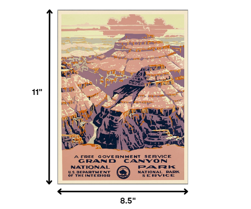 8.5" X 11" Grand Canyon C1938 Vintage Travel Poster Wall Art