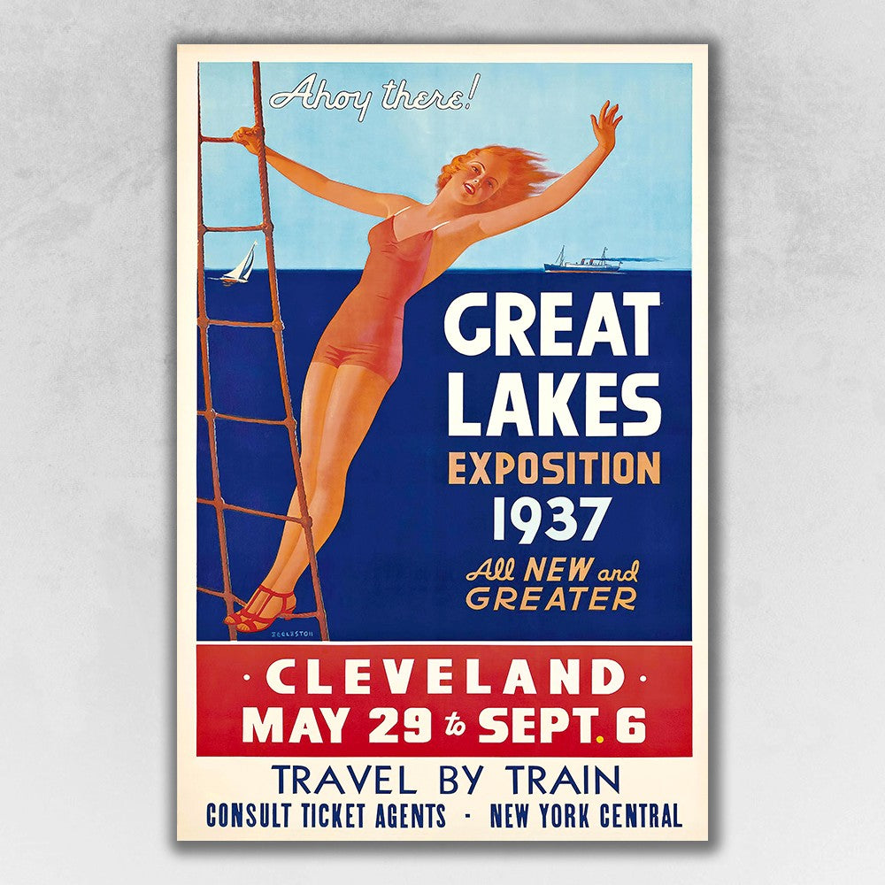 24" X 36" Great Lakes 1937 Vintage Travel Poster Wall Art