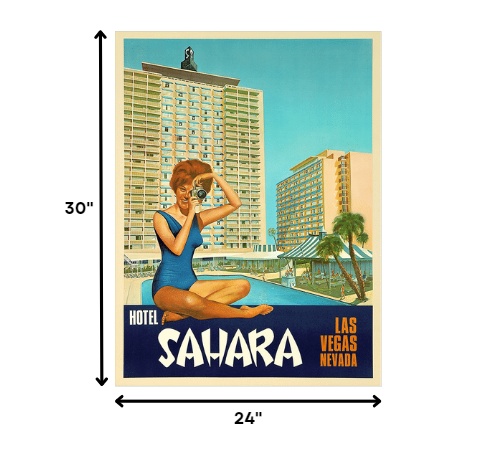 24" X 30" Hotel Sahara C1960S Las Vegas Vintage Travel Poster Wall Art