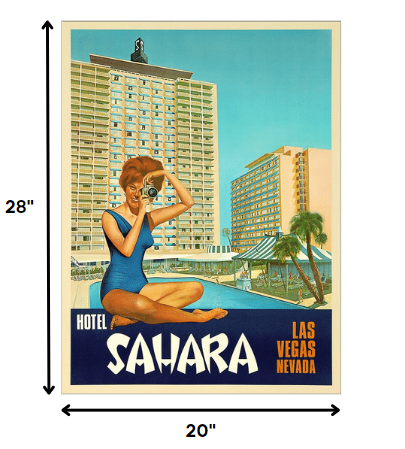 20" X 28" Hotel Sahara C1960S Las Vegas Vintage Travel Poster Wall Art