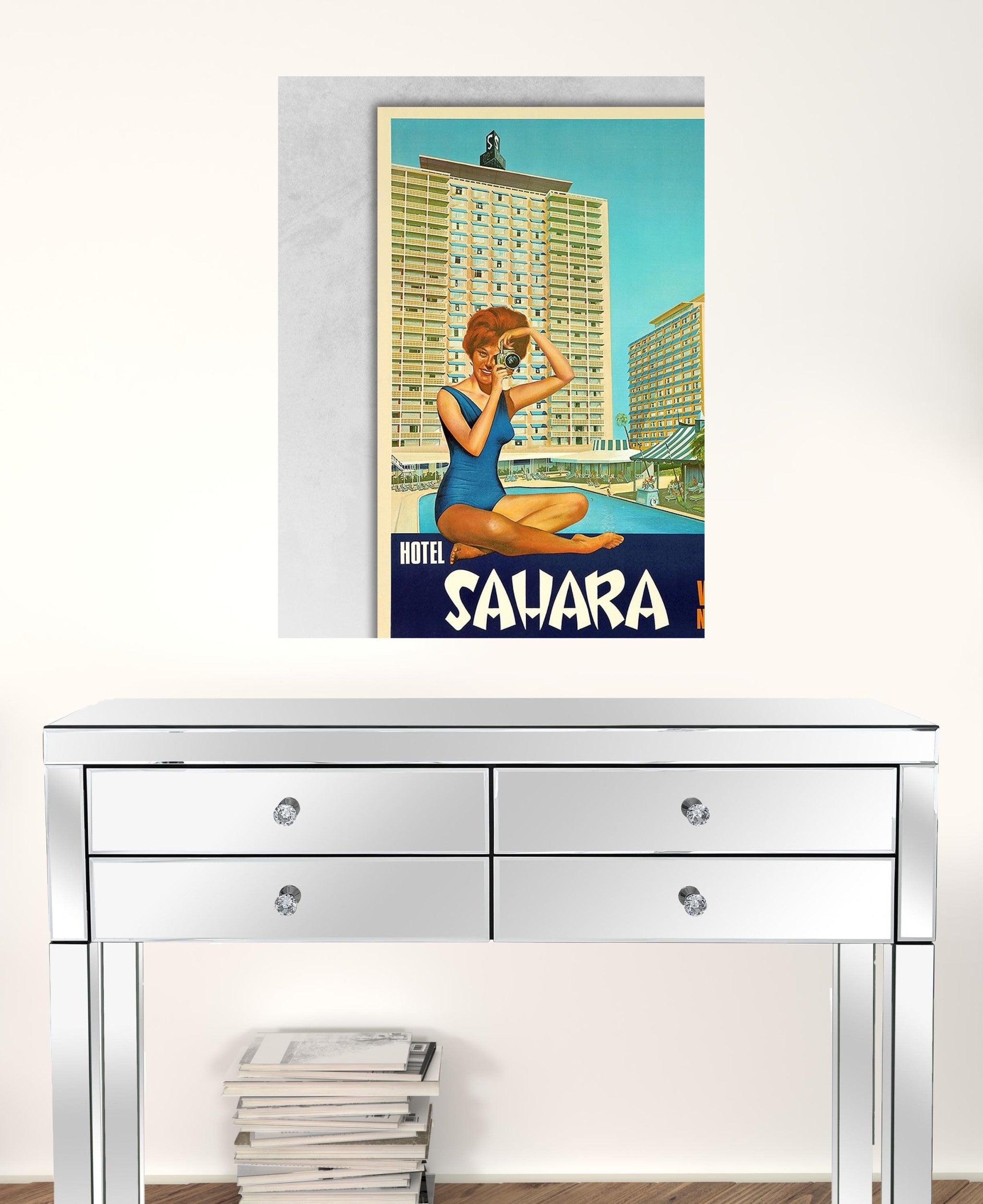 20" X 28" Hotel Sahara C1960S Las Vegas Vintage Travel Poster Wall Art