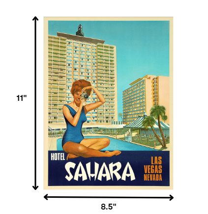 8.5" X 11" Hotel Sahara C1960S Las Vegas Vintage Travel Poster Wall Art