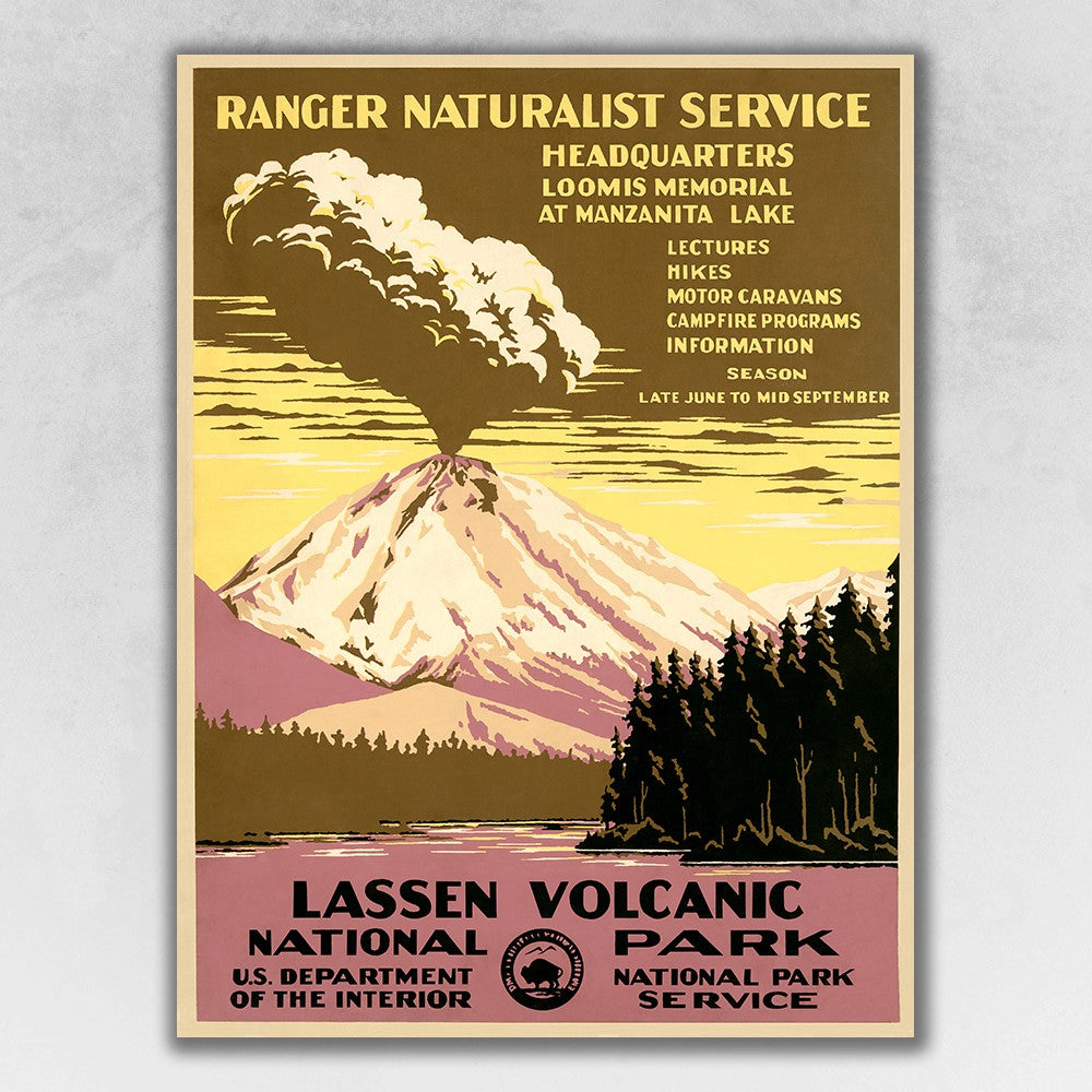 8.5" X 11" Lassen Volcanic National Park Vintage Travel Poster Wall Art