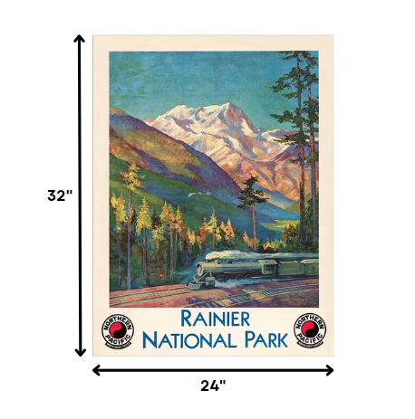 24" X 32" Rainier National Park C1920S Vintage Travel Poster Wall Art