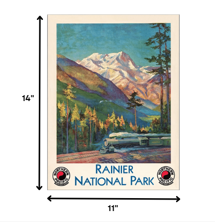 11" X 14" Rainier National Park C1920S Vintage Travel Poster Wall Art