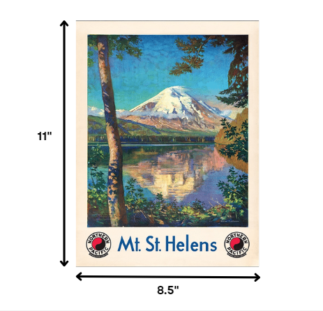 8.5" X 11" Mt. St. Helens C1920S Vintage Travel Poster Wall Art