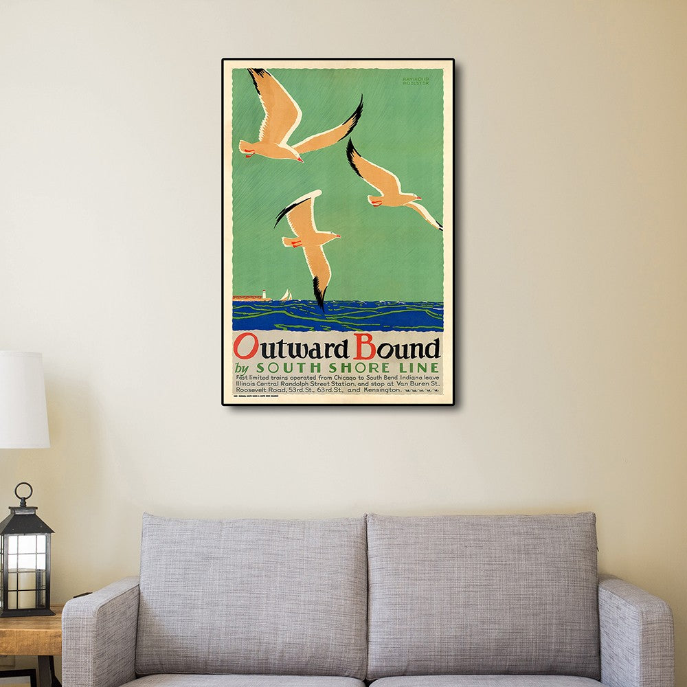 20" X 30"Birds Over Lake Michigan C1929 Vintage Travel Poster Wall Art