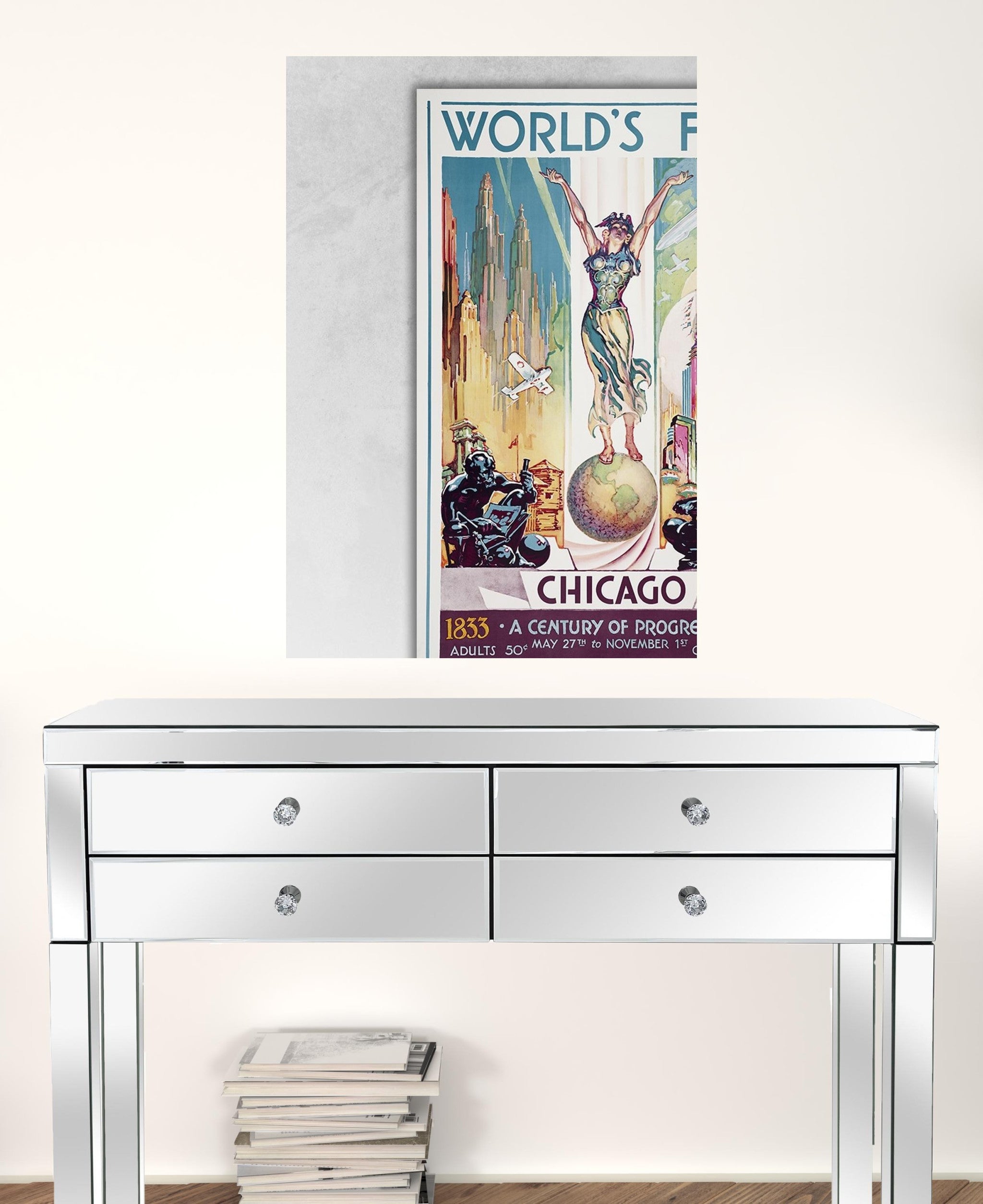 Vintage 1933 Chicago Worlds Fair Unframed Print Wall Art