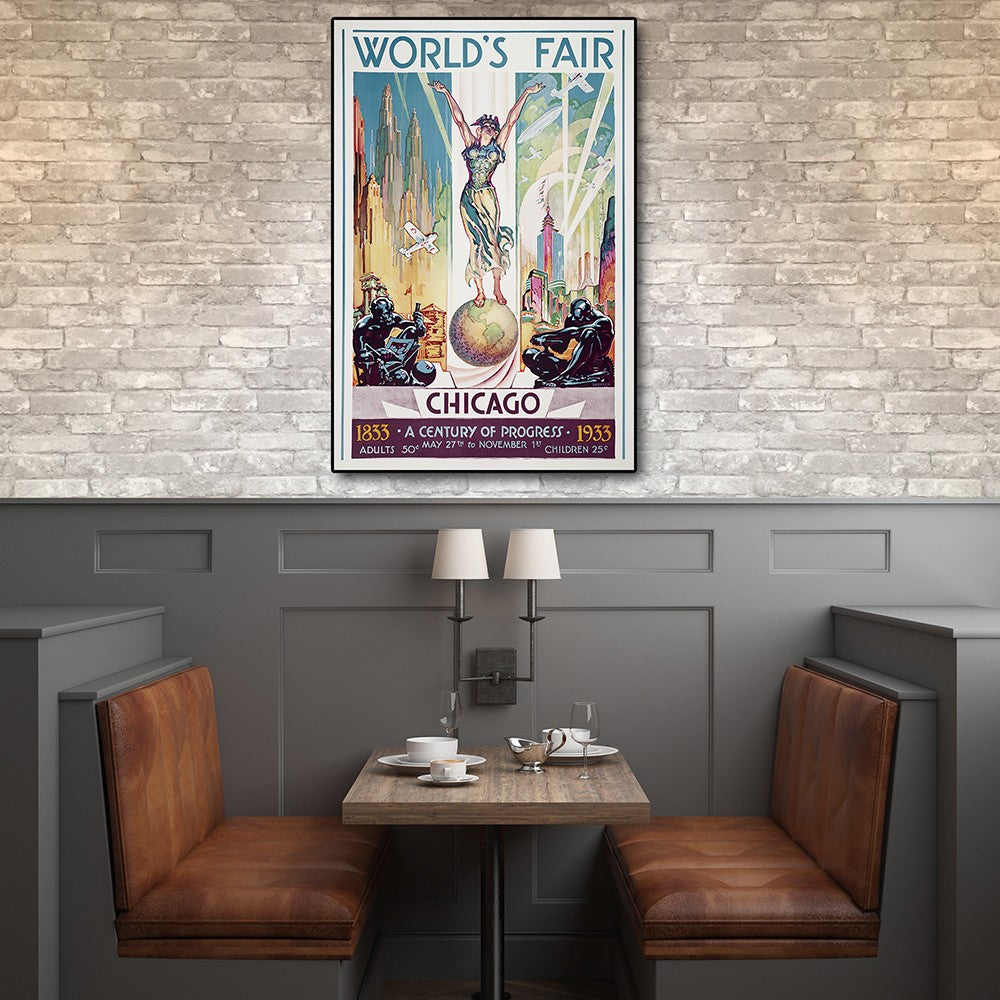 12" x 18" Vintage 1933 Chicago Worlds Fair Wall Art