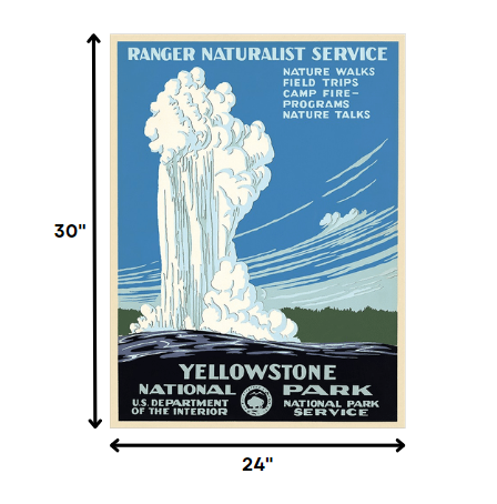 24" x 32" Yellowstone National Park c1938 Vintage Travel Poster Wall Art