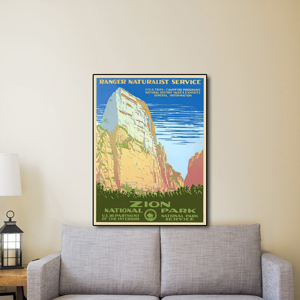 20" x 28" Zion National Park c1938 Vintage Travel Poster Wall Art