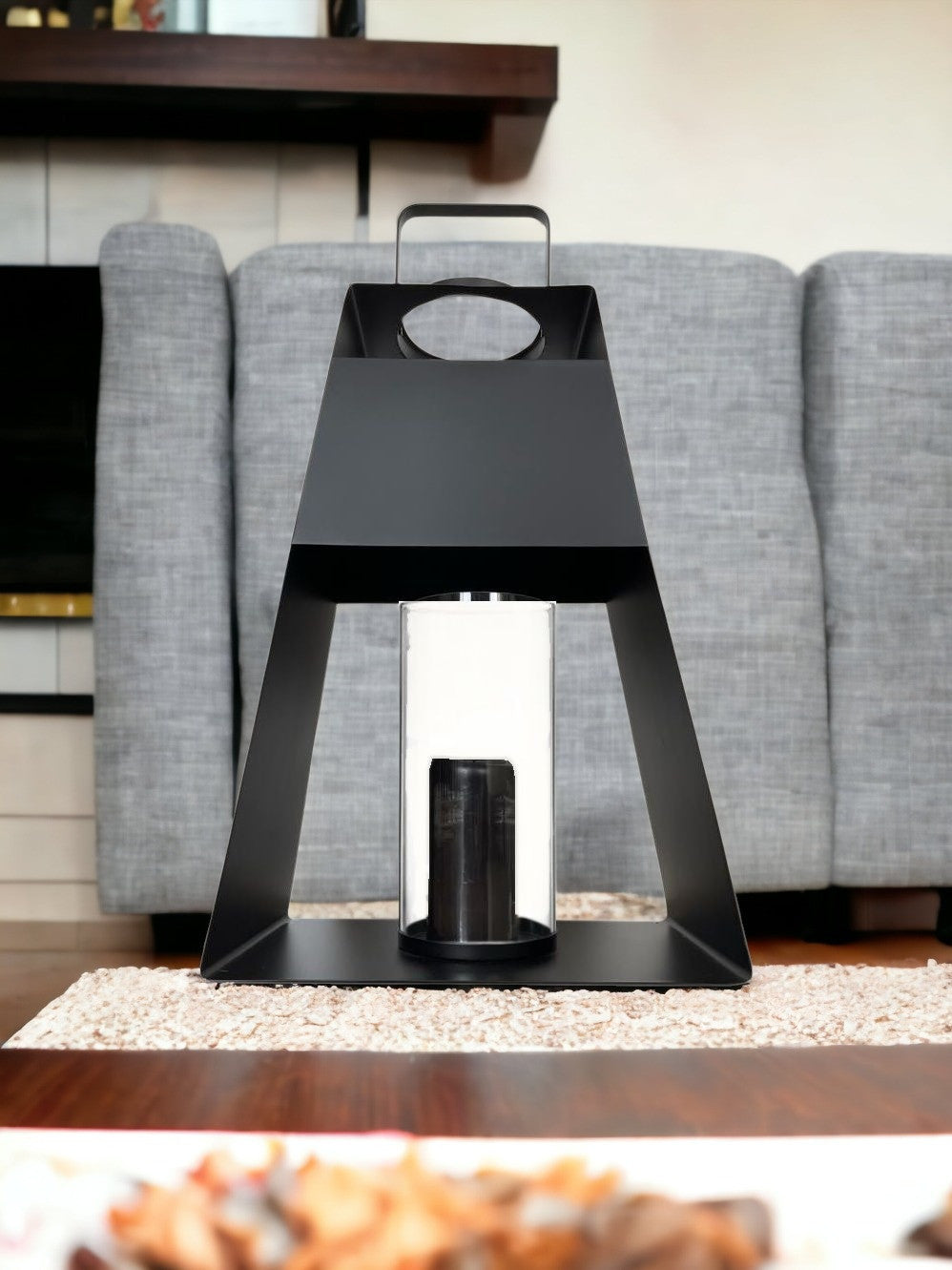 Modern Black and Glass Candle Holder