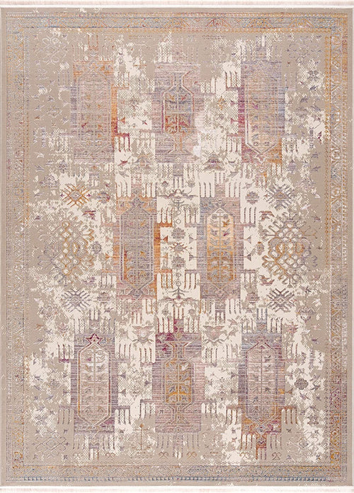 2’ x 13’ Beige Faded Tribal Motifs Runner Rug