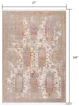 20' Beige Oriental Woven Runner Rug