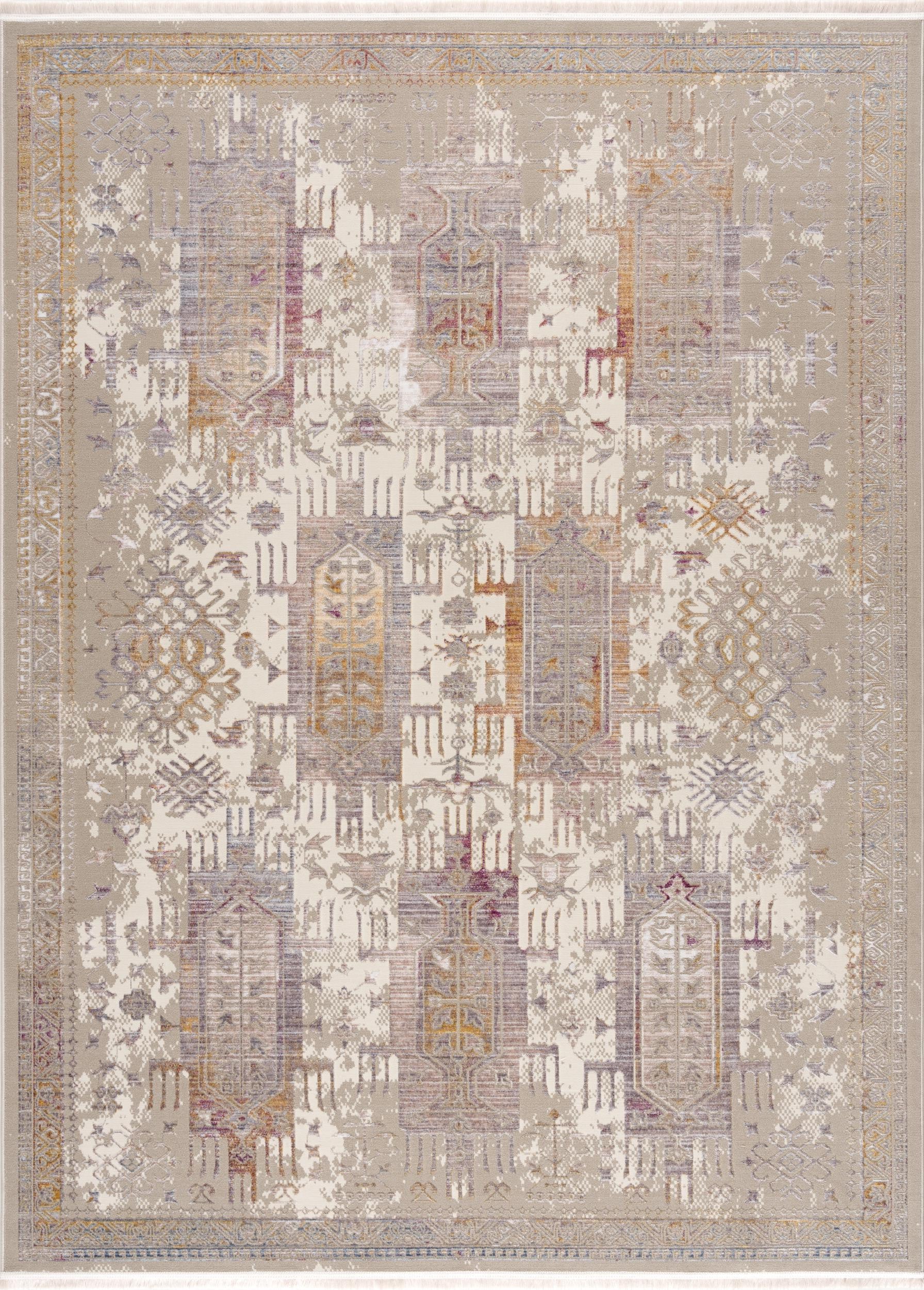 5' X 7' Beige Oriental Dhurrie Non Skid Area Rug