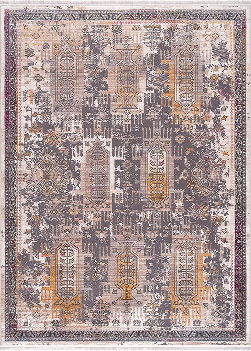 2’ x 13’ Gray Faded Tribal Motifs Runner Rug