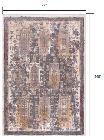 20' Gray Oriental Woven Runner Rug