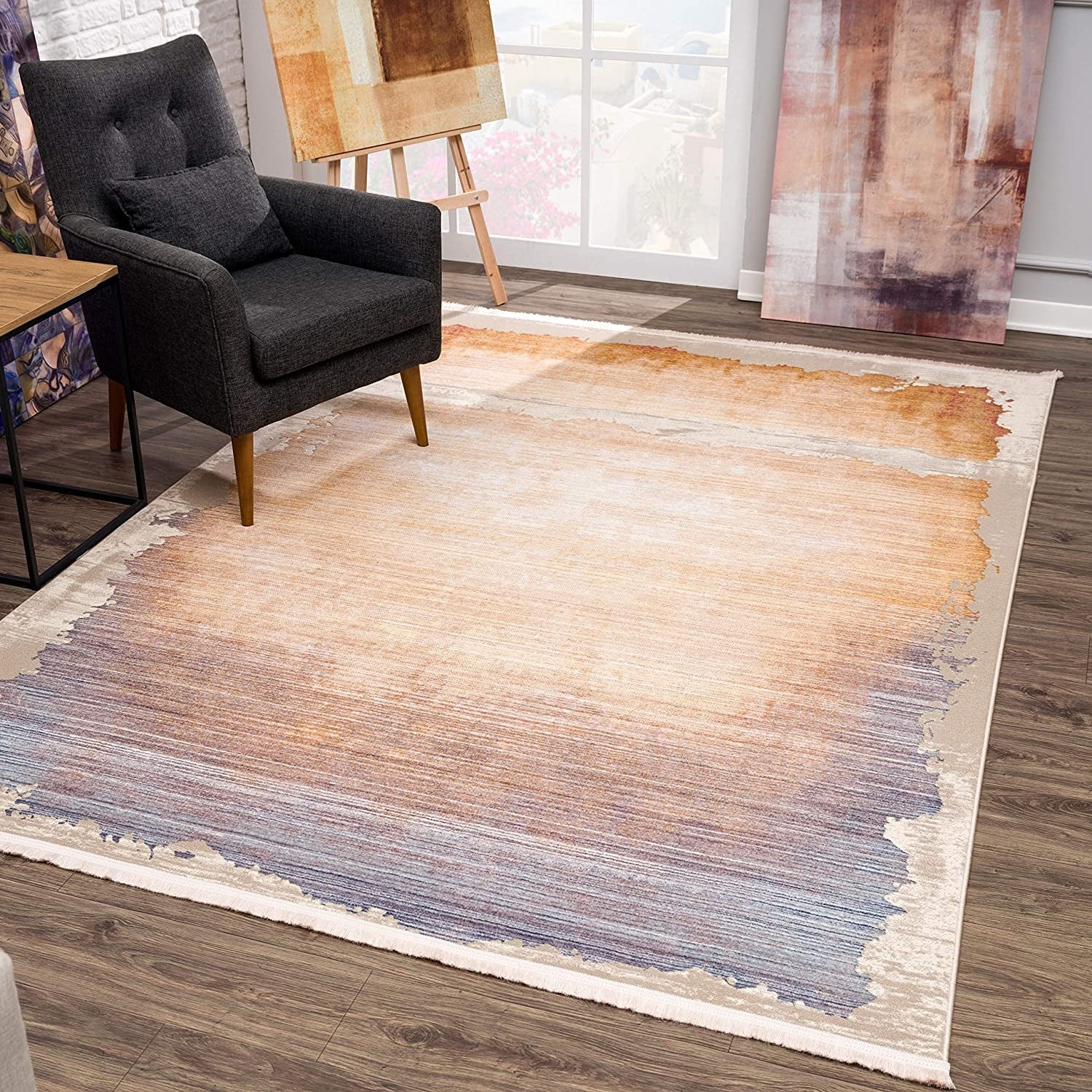 2’ x 10’ Beige Faded Sunset Runner Rug