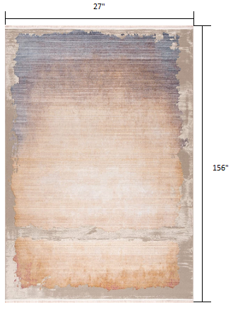 2’ x 13’ Beige Faded Sunset Runner Rug