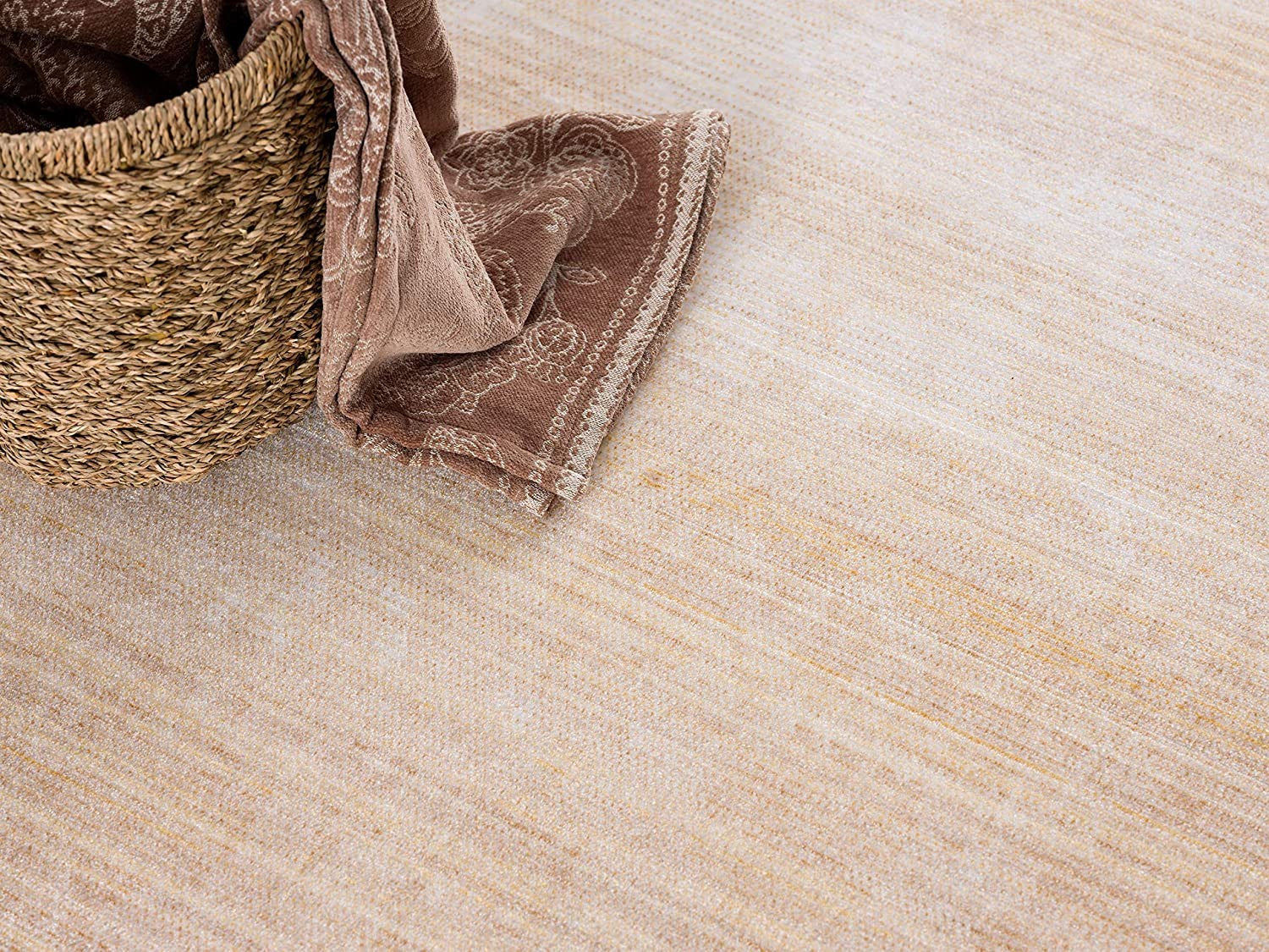 20' Beige Striped Woven Runner Rug