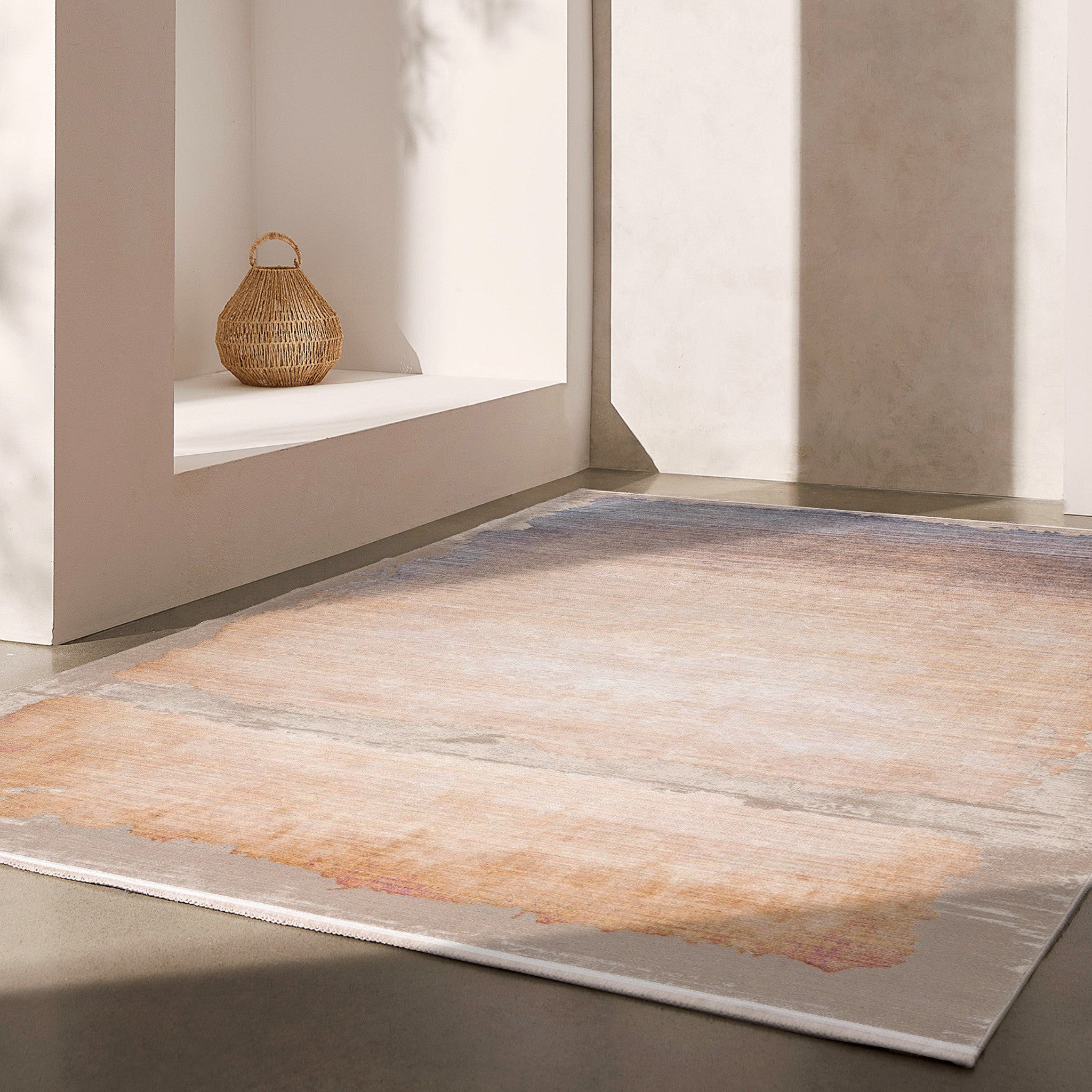 4’ x 6’ Beige Faded Sunset Area Rug