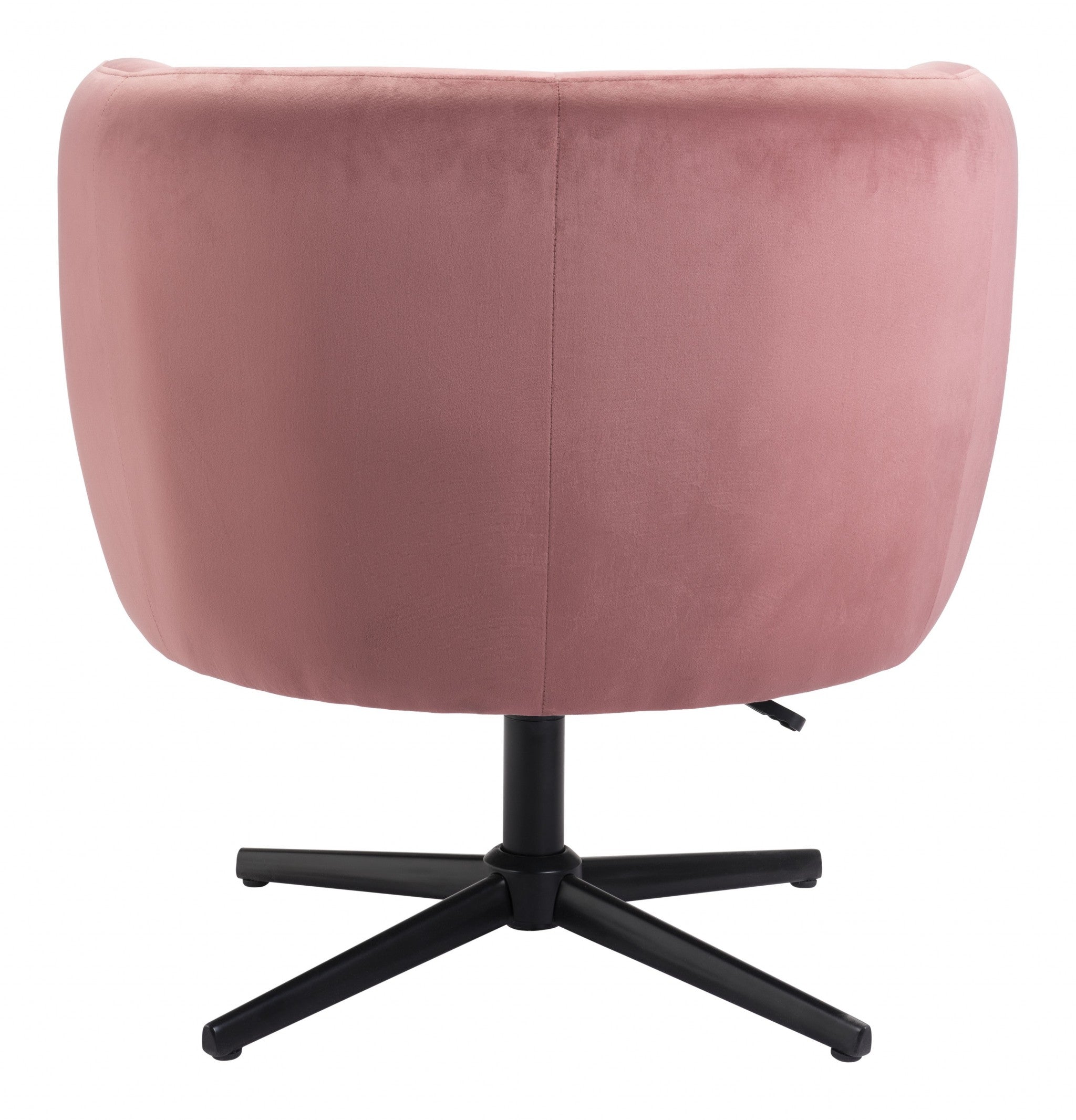 30" Pink And Black Velvet Swivel Barrel Chair